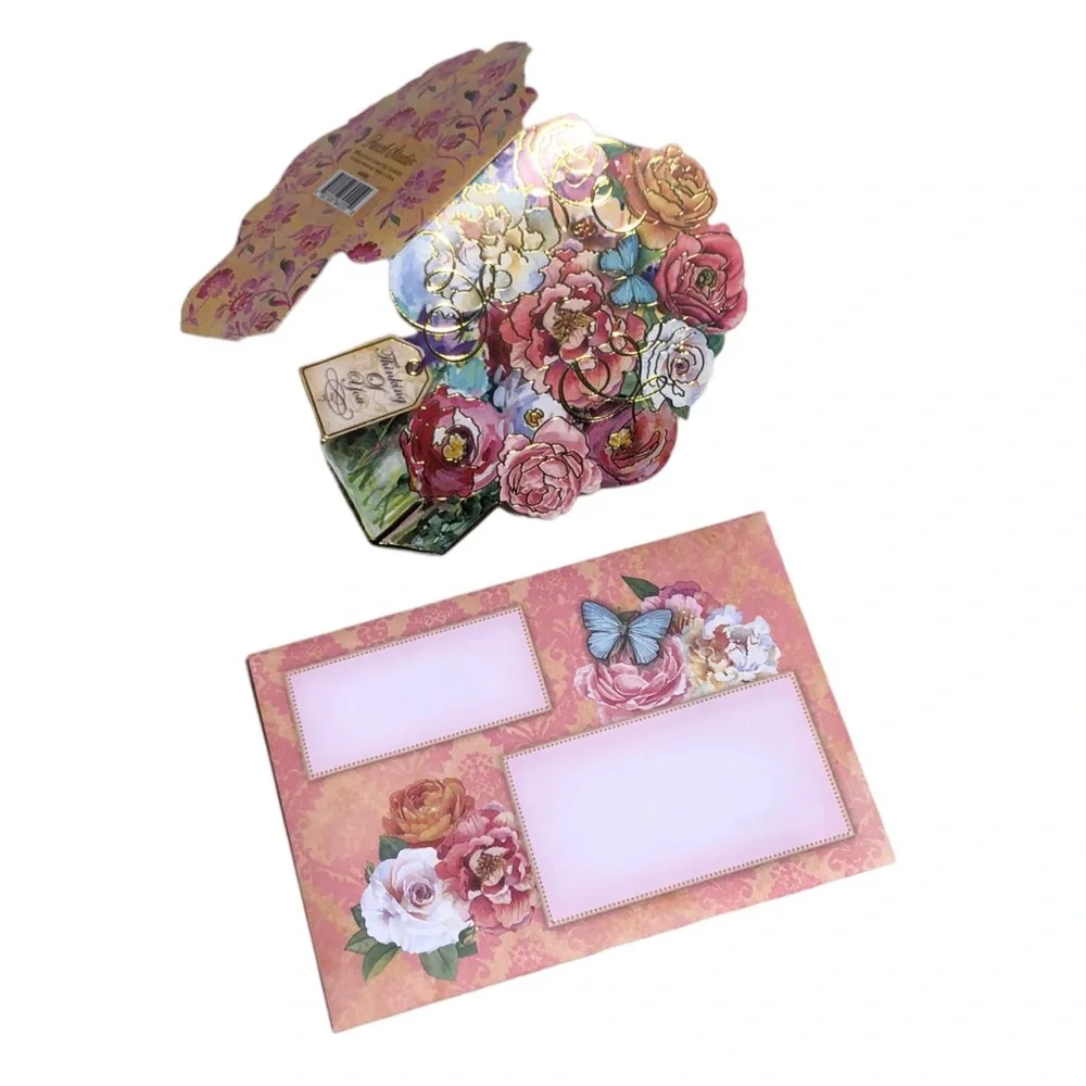 Punch Studio Bouquet Fancy Gold Foil Embossed Blank Note Cards (64555), 10 ct